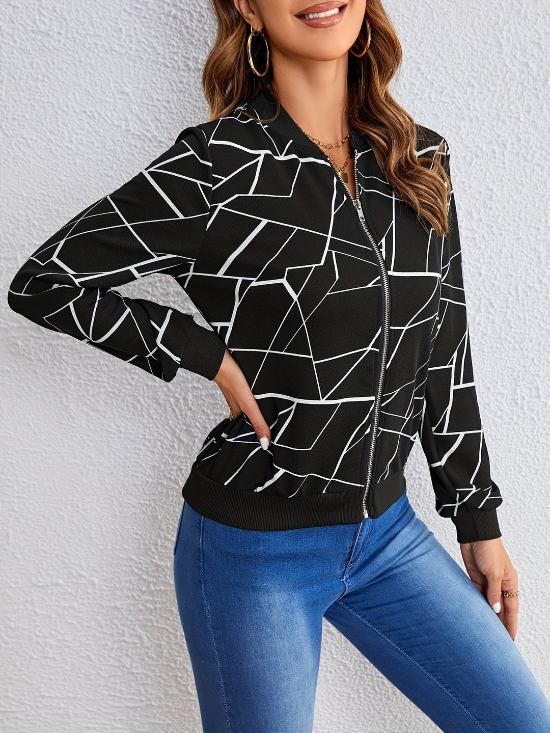 Ashleigh - Geometric Women's Zip Jacket