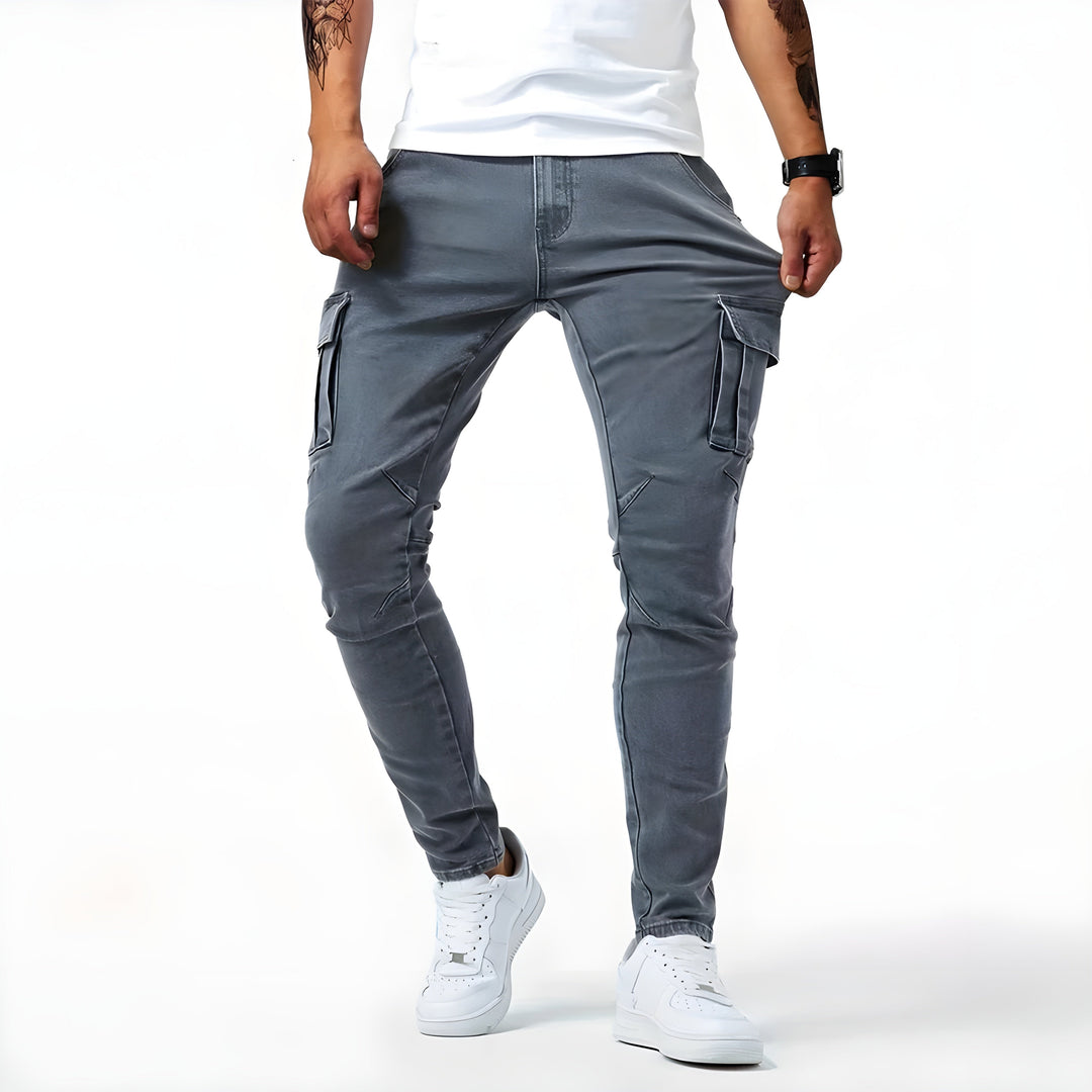 Anthony - Elastic denim cargo pants