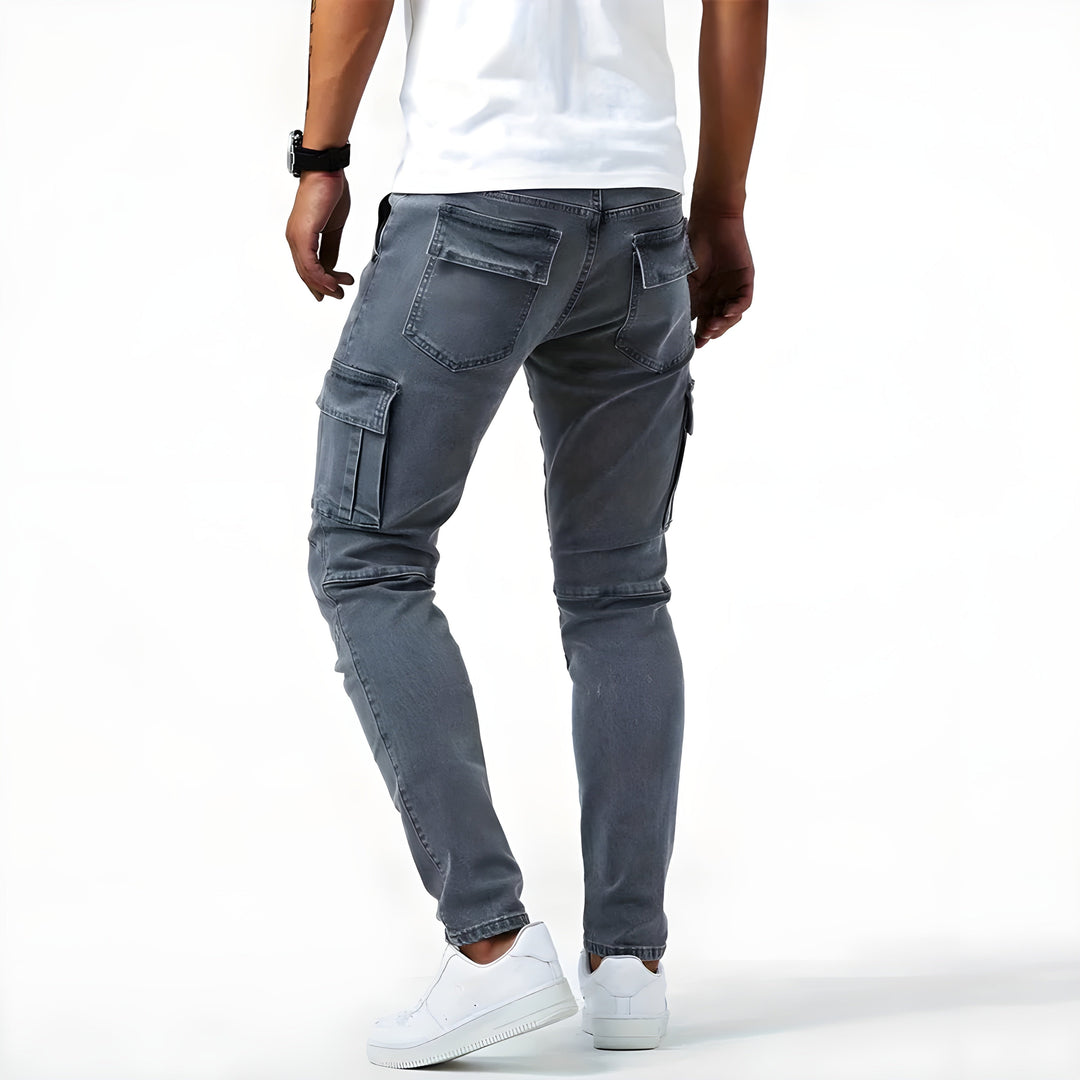 Anthony - Elastic denim cargo pants