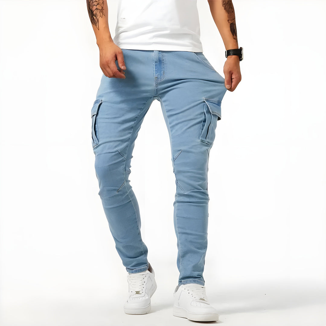 Anthony - Elastic denim cargo pants