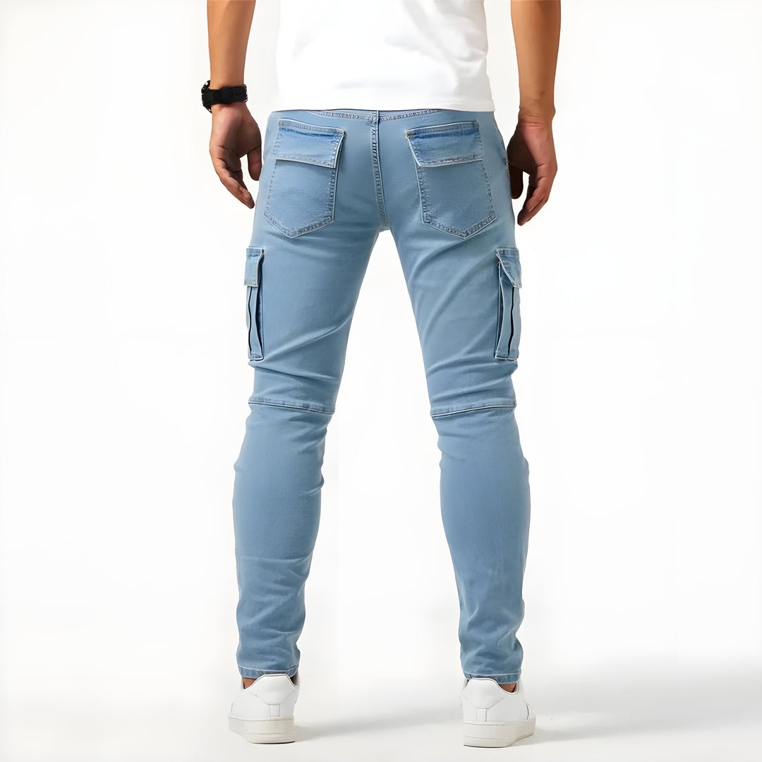 Anthony - Elastic denim cargo pants