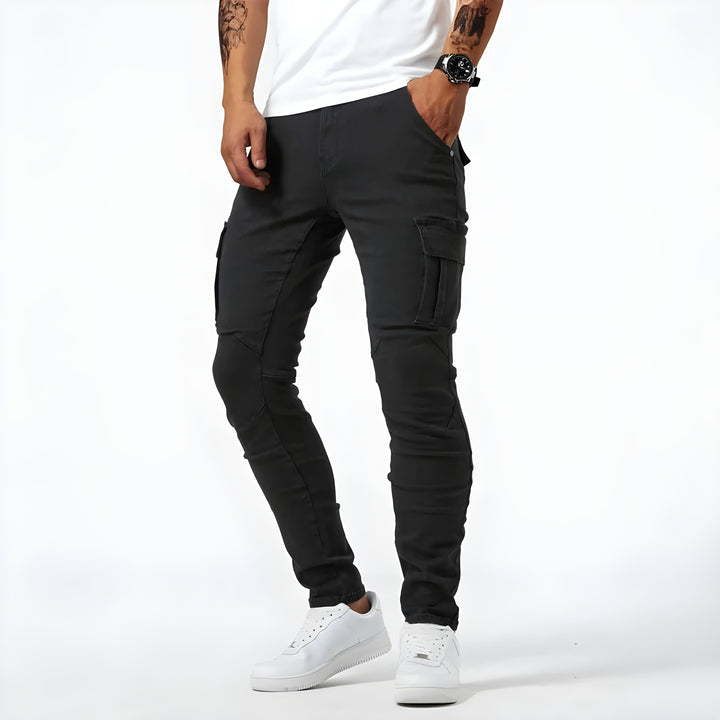 Anthony - Elastic denim cargo pants