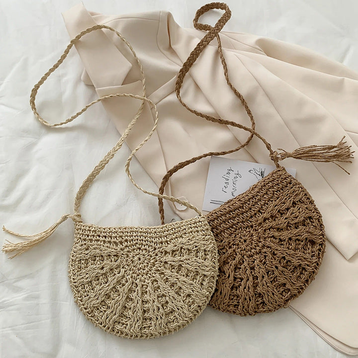 Jade - Shoulder Bag with Straw Look