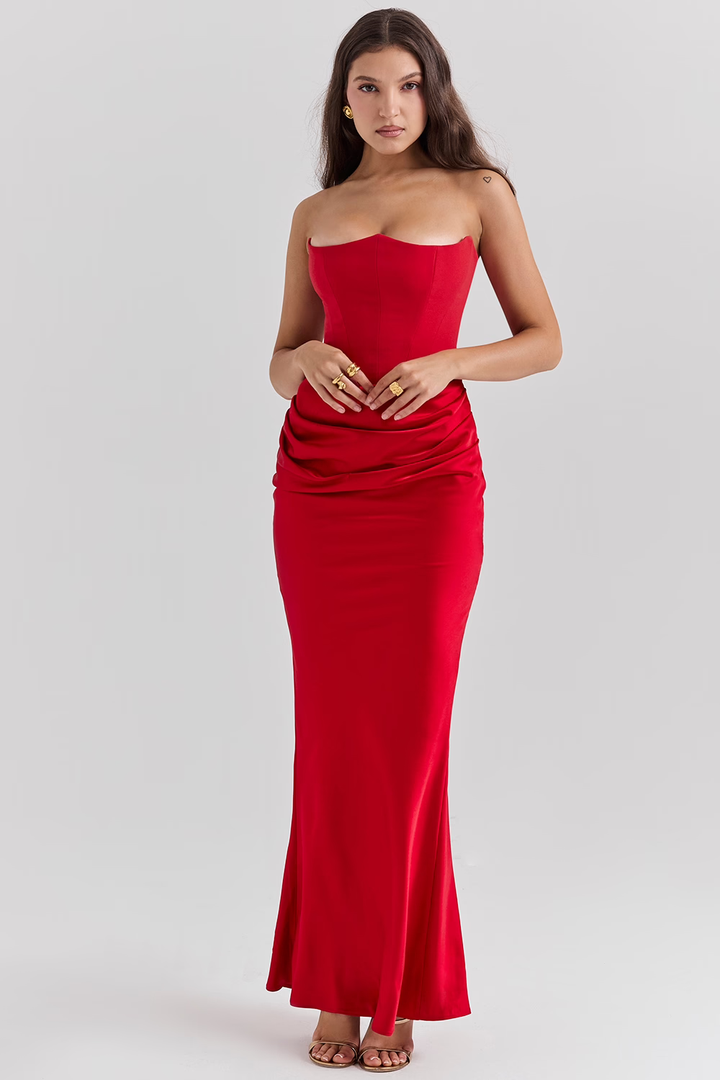 Amara - Strapless Corset Maxi Dress