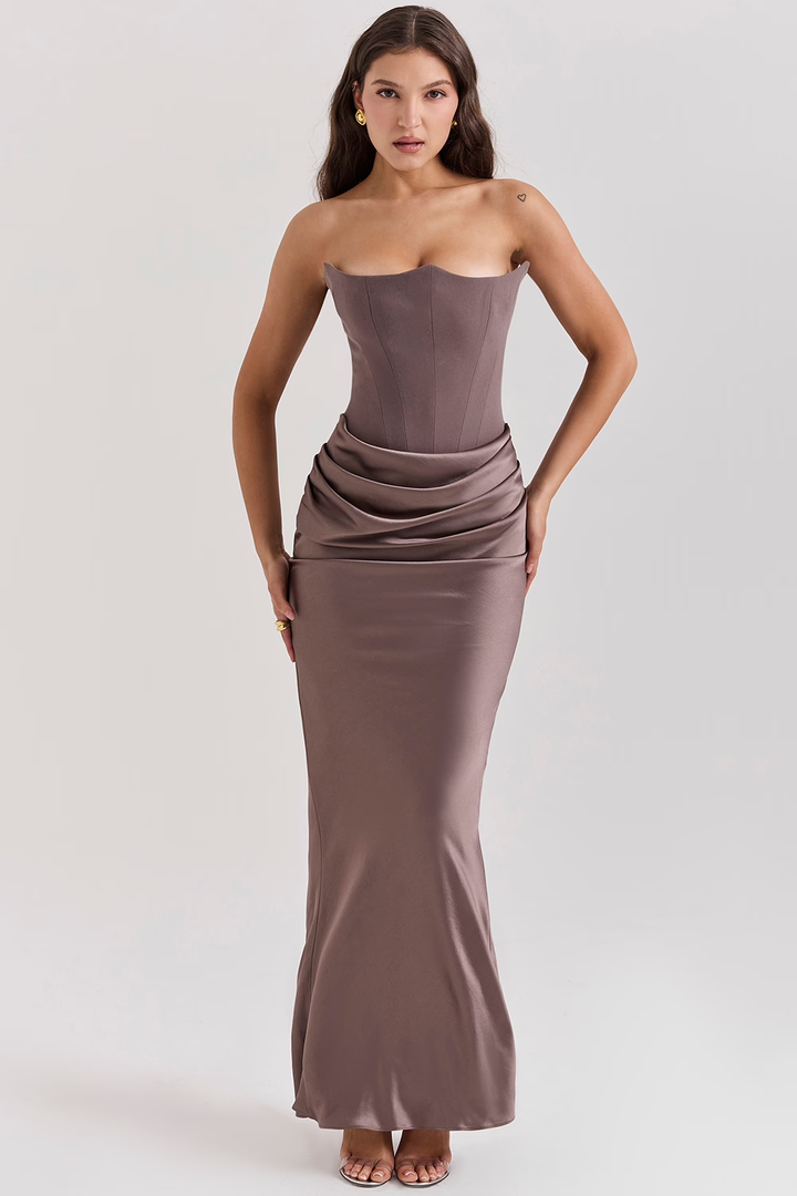 Amara - Strapless Corset Maxi Dress