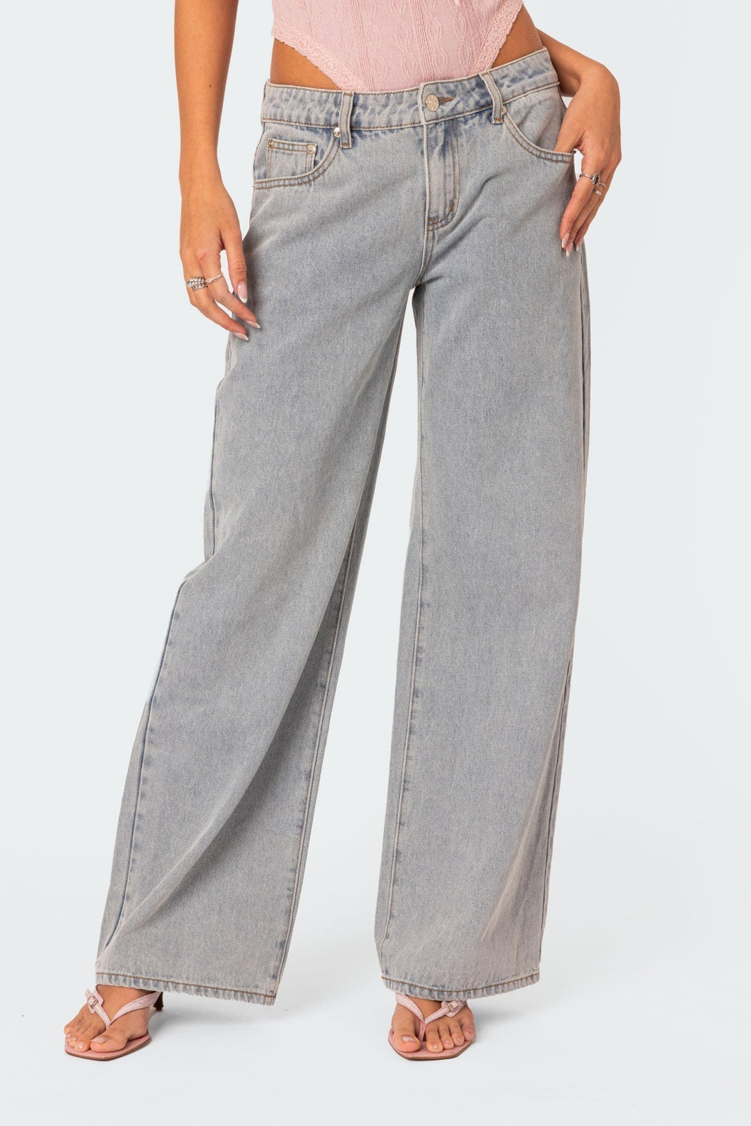 Zara - Wide-Leg Denim Bow Jeans