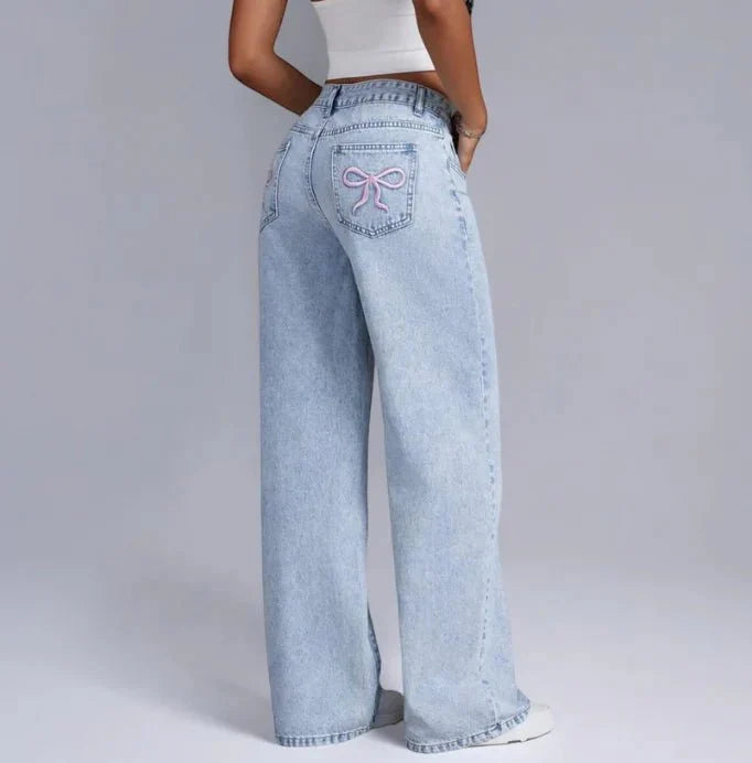 Zara - Wide-Leg Denim Bow Jeans