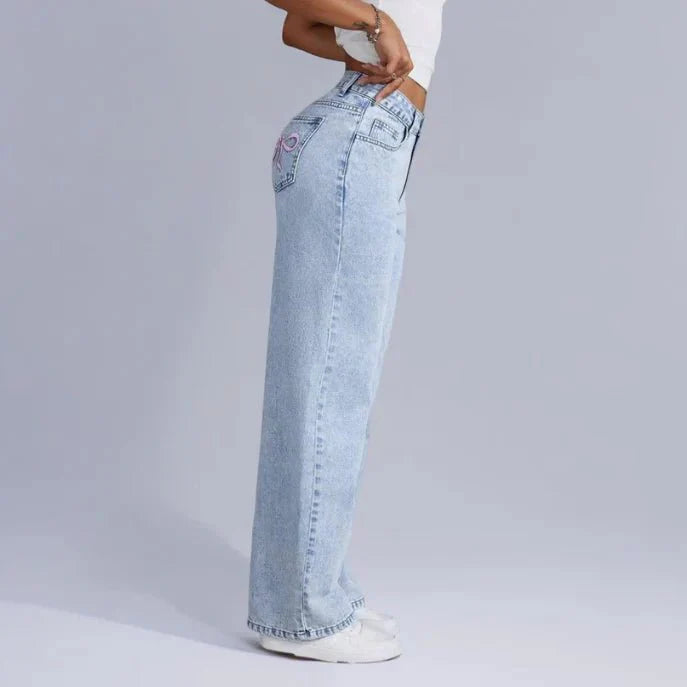 Zara - Wide-Leg Denim Bow Jeans